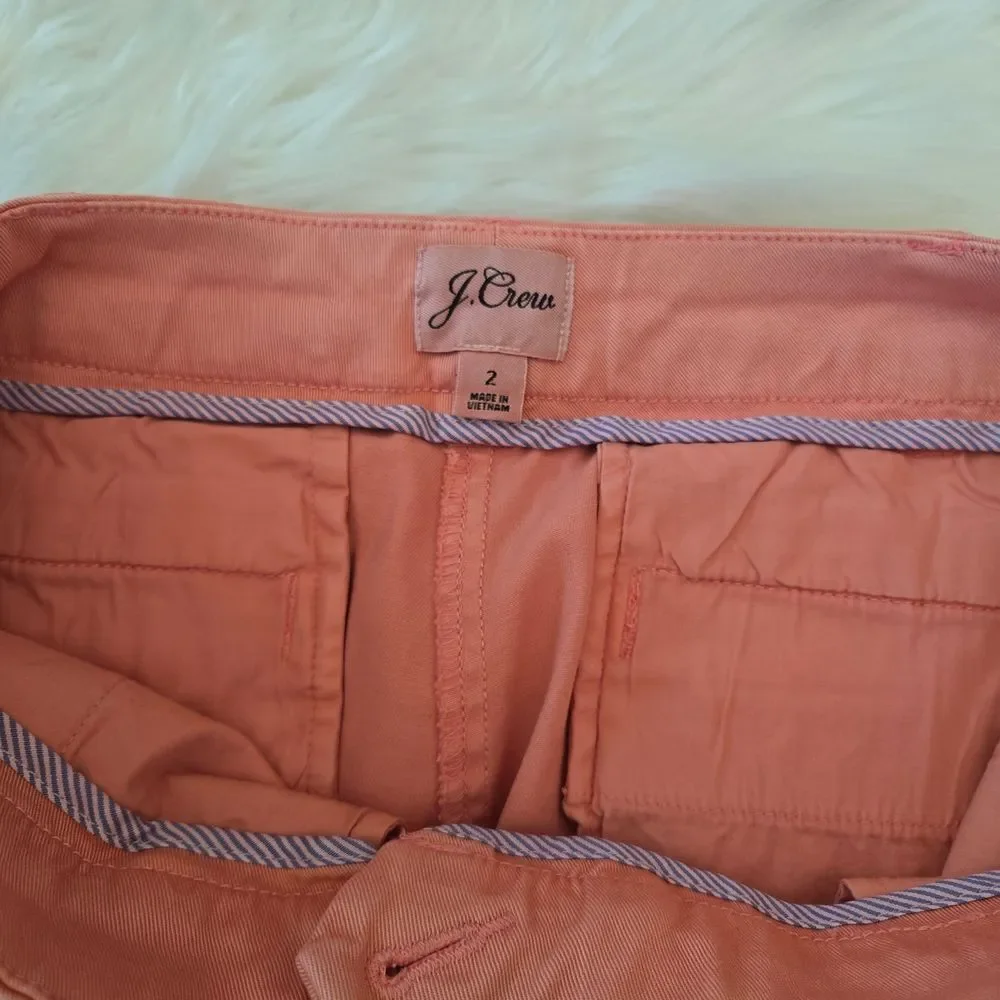J. Crew Coral Pink Cotton Shorts with Striped Trim Size 2
